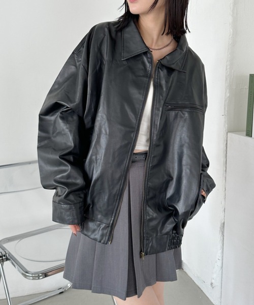 CLEA（クレア）の「BIGポケットオーバーサイズPUブルゾン（ブルゾン・レディース・ブラウン/ブラック・FREE）」の21枚目の写真