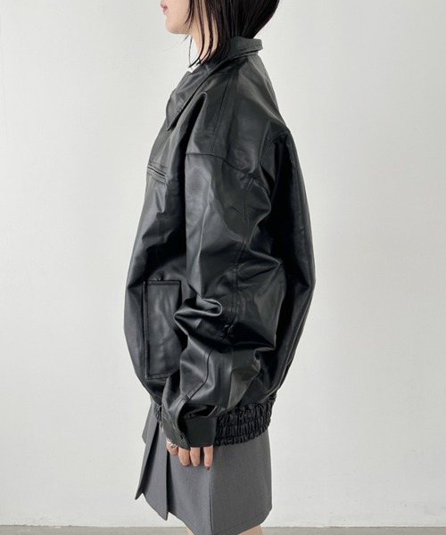 CLEA（クレア）の「BIGポケットオーバーサイズPUブルゾン（ブルゾン・レディース・ブラウン/ブラック・FREE）」の12枚目の写真