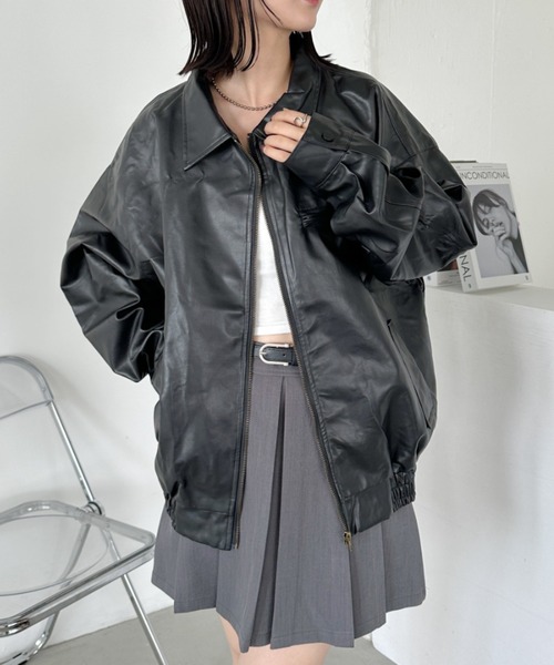 CLEA（クレア）の「BIGポケットオーバーサイズPUブルゾン（ブルゾン・レディース・ブラウン/ブラック・FREE）」の18枚目の写真