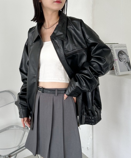 CLEA（クレア）の「BIGポケットオーバーサイズPUブルゾン（ブルゾン・レディース・ブラウン/ブラック・FREE）」の19枚目の写真