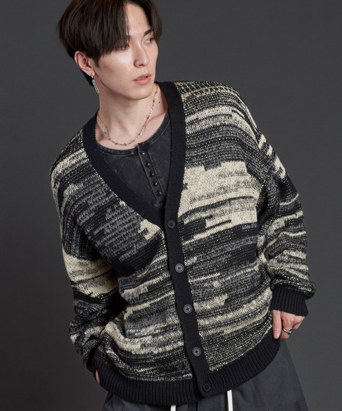 NO ID.(ノーアイディ)の「【NO ID.】Cotton Knit Reversible V-Neck Cardigan / コットン ニット リバーシブル Vネック カーディガン(カーディガン/ボレロ・メンズ・アイボリー/ブルーグレー/ブラック・ONE SIZE)」の1枚目の写真