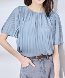 楽キレイ カップ付きプリーツブラウス