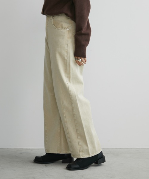 Aunt Marie's（アントマリーズ）の「ヴィンテージライクバレルカーブパンツ（デニムパンツ・レディース・ベージュ/ブラウン・S/M/L）」の15枚目の写真