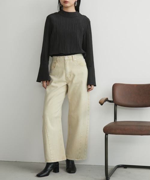 Aunt Marie's（アントマリーズ）の「ヴィンテージライクバレルカーブパンツ（デニムパンツ・レディース・ベージュ/ブラウン・S/M/L）」の11枚目の写真