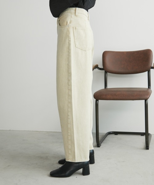 Aunt Marie's（アントマリーズ）の「ヴィンテージライクバレルカーブパンツ（デニムパンツ・レディース・ベージュ/ブラウン・S/M/L）」の7枚目の写真