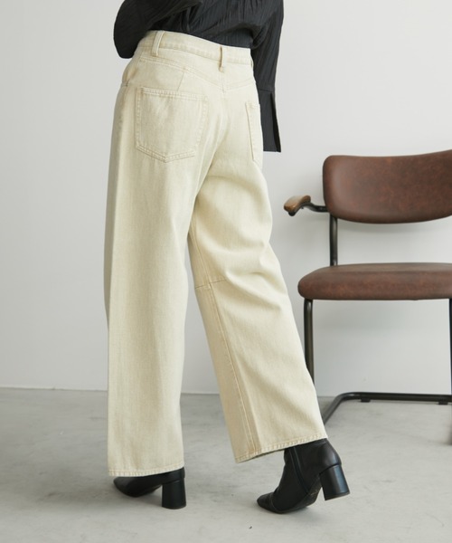 Aunt Marie's（アントマリーズ）の「ヴィンテージライクバレルカーブパンツ（デニムパンツ・レディース・ベージュ/ブラウン・S/M/L）」の8枚目の写真