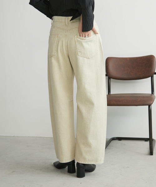 Aunt Marie's（アントマリーズ）の「ヴィンテージライクバレルカーブパンツ（デニムパンツ・レディース・ベージュ/ブラウン・S/M/L）」の9枚目の写真