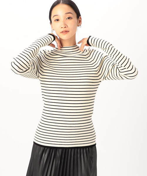 COMME CA ISM(コムサイズム)の「ベーシックリブ ボーダー ハイネックニット(ニット/セーター・レディース・ホワイト×ブラック/ブラック×ホワイト・MEDIUM/LARGE)」の13枚目の写真