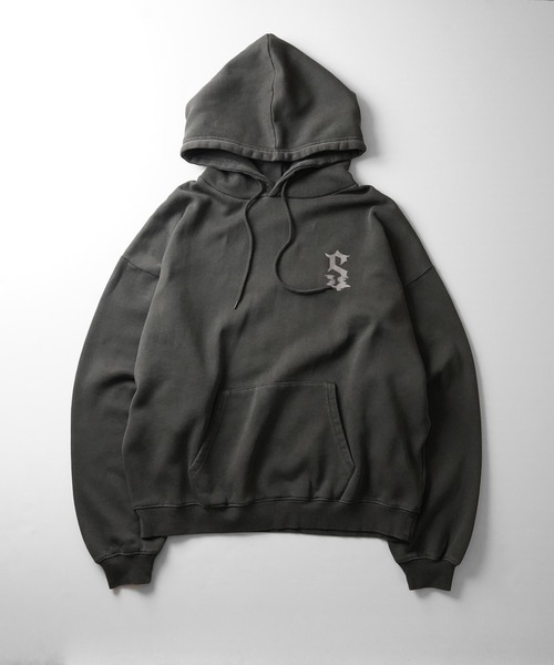 ILL'S(イルズ)の「ヴィンテージライク ピグメント加工 ビッグシルエット フェードバックプリント / カットオフフロント刺繍 プリントパーカー フーディー ユニセックス【ILL'S】(パーカー・メンズ・チャコールグレー/ベージュ系その他/ブラウン/ベージュ/ブラウン系その他/グレー系・L/M)」の11枚目の写真