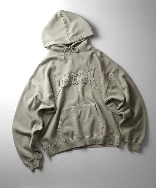 ILL'S(イルズ)の「ヴィンテージライク ピグメント加工 ビッグシルエット フェードバックプリント / カットオフフロント刺繍 プリントパーカー フーディー ユニセックス【ILL'S】(パーカー・メンズ・チャコールグレー/ベージュ系その他/ブラウン/ベージュ/ブラウン系その他/グレー系・L/M)」の13枚目の写真