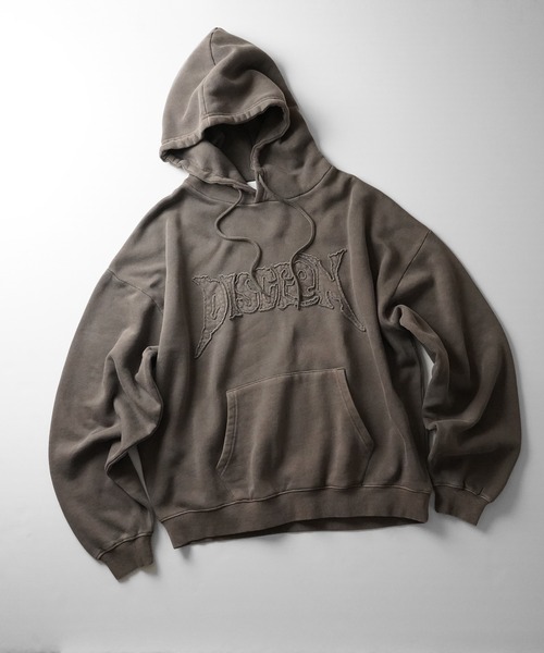 ILL'S(イルズ)の「ヴィンテージライク ピグメント加工 ビッグシルエット フェードバックプリント / カットオフフロント刺繍 プリントパーカー フーディー ユニセックス【ILL'S】(パーカー・メンズ・チャコールグレー/ベージュ系その他/ブラウン/ベージュ/ブラウン系その他/グレー系・L/M)」の15枚目の写真