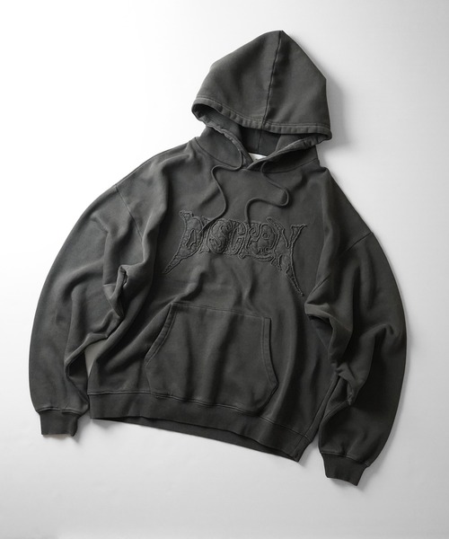 ILL'S(イルズ)の「ヴィンテージライク ピグメント加工 ビッグシルエット フェードバックプリント / カットオフフロント刺繍 プリントパーカー フーディー ユニセックス【ILL'S】(パーカー・メンズ・チャコールグレー/ベージュ系その他/ブラウン/ベージュ/ブラウン系その他/グレー系・L/M)」の17枚目の写真