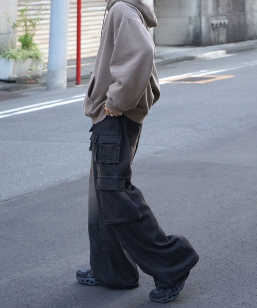 ILL'S(イルズ)の「ヴィンテージライク ピグメント加工 ビッグシルエット フェードバックプリント / カットオフフロント刺繍 プリントパーカー フーディー ユニセックス【ILL'S】(パーカー・メンズ・チャコールグレー/ベージュ系その他/ブラウン/ベージュ/ブラウン系その他/グレー系・L/M)」の21枚目の写真