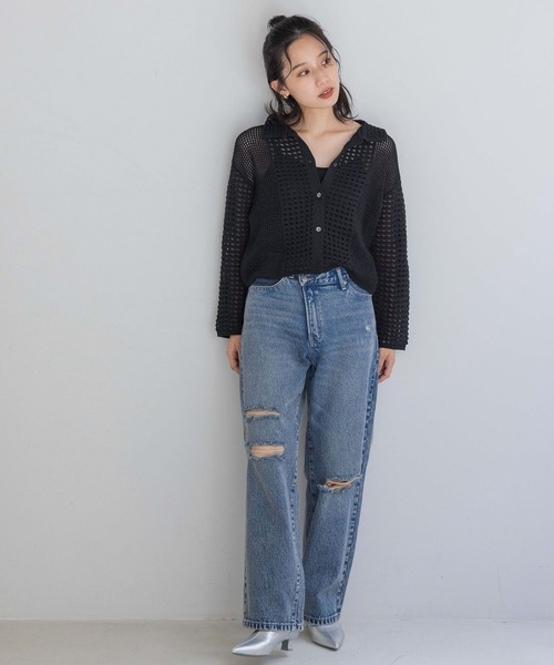 LOWRYS FARM（ローリーズファーム）の「レーシーポロニットロングスリーブ　 142973（ニット/セーター・レディース・ブラック/アイボリー/ピンク・FREE）」の19枚目の写真