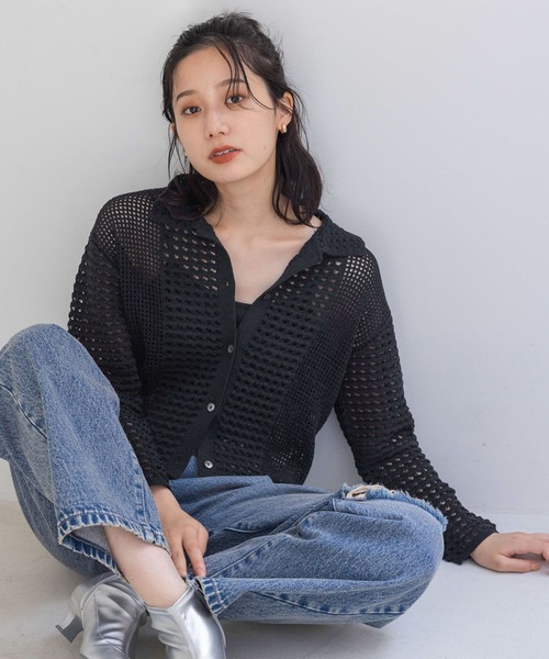 LOWRYS FARM（ローリーズファーム）の「レーシーポロニットロングスリーブ　 142973（ニット/セーター・レディース・ブラック/アイボリー/ピンク・FREE）」の21枚目の写真