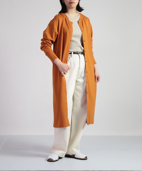 OWLEYE by domingo（アウルアイ バイドミンゴ）の「[ OWLEYE by domingo / アウルアイ ] ポンチカーディガンワンピース（ワンピース・レディース・ブラック/オレンジ/ライトベージュ・M/L）」の4枚目の写真