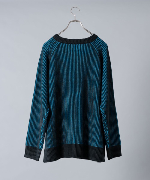 KUUUPY(クーピー)の「Ribbed Color-Block Crewneck Knit - 畦編み配色クルーネックニット(ニット/セーター・メンズ・レッド/ブルー/オレンジ・LARGE/MEDIUM/SMALL)」の4枚目の写真