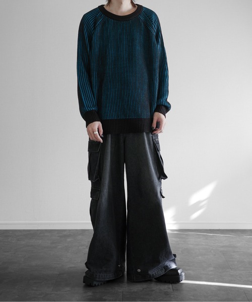 KUUUPY(クーピー)の「Ribbed Color-Block Crewneck Knit - 畦編み配色クルーネックニット(ニット/セーター・メンズ・レッド/ブルー/オレンジ・LARGE/MEDIUM/SMALL)」の20枚目の写真