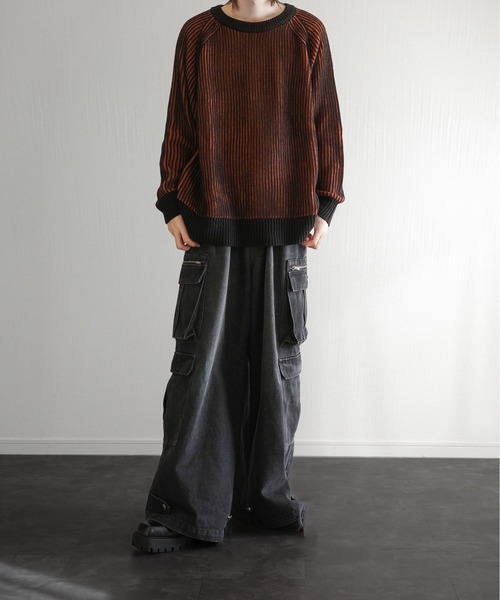 ニット・セーター No.0694 block collar KNIT FOLL / フォル】cotton paper chunky v-neck sweater（ニット