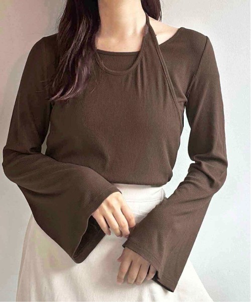 apres jour clair（アプレジュールクレア）の「【apres jour clair】アメスリレイヤードトップス【ZOZOTOWN限定アイテム】（Tシャツ/カットソー・レディース・ブラック/アイボリー/杢グレー/グリーン系その他/レッド系その他/ダークブラウン/ネイビー/ピンクベージュ/ブルー系その他・X-LARGE/フリー）」の4枚目の写真