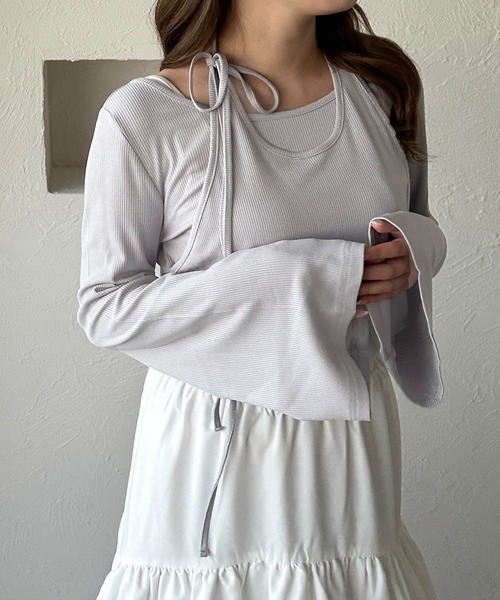 apres jour clair（アプレジュールクレア）の「【apres jour clair】アメスリレイヤードトップス【ZOZOTOWN限定アイテム】（Tシャツ/カットソー・レディース・ブラック/アイボリー/杢グレー/グリーン系その他/レッド系その他/ダークブラウン/ネイビー/ピンクベージュ/ブルー系その他・X-LARGE/フリー）」の7枚目の写真