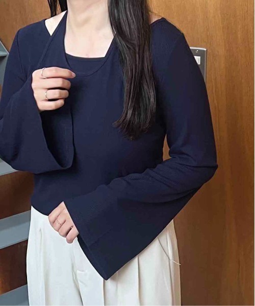 apres jour clair（アプレジュールクレア）の「【apres jour clair】アメスリレイヤードトップス【ZOZOTOWN限定アイテム】（Tシャツ/カットソー・レディース・ブラック/アイボリー/杢グレー/グリーン系その他/レッド系その他/ダークブラウン/ネイビー/ピンクベージュ/ブルー系その他・X-LARGE/フリー）」の6枚目の写真