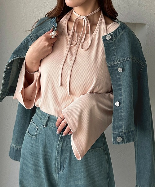 apres jour clair（アプレジュールクレア）の「【apres jour clair】アメスリレイヤードトップス【ZOZOTOWN限定アイテム】（Tシャツ/カットソー・レディース・ブラック/アイボリー/杢グレー/グリーン系その他/レッド系その他/ダークブラウン/ネイビー/ピンクベージュ/ブルー系その他・X-LARGE/フリー）」の8枚目の写真