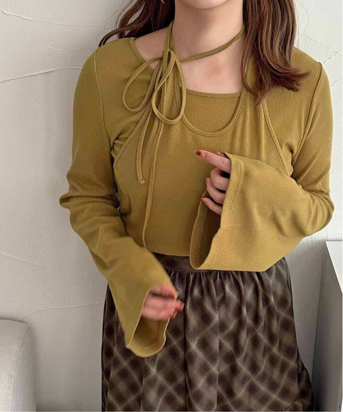 apres jour clair（アプレジュールクレア）の「【apres jour clair】アメスリレイヤードトップス【ZOZOTOWN限定アイテム】（Tシャツ/カットソー・レディース・ブラック/アイボリー/杢グレー/グリーン系その他/レッド系その他/ダークブラウン/ネイビー/ピンクベージュ/ブルー系その他・X-LARGE/フリー）」の10枚目の写真