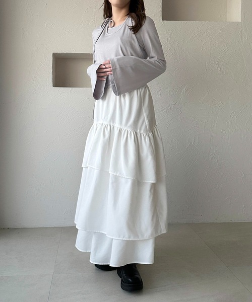 apres jour clair（アプレジュールクレア）の「【apres jour clair】アメスリレイヤードトップス【ZOZOTOWN限定アイテム】（Tシャツ/カットソー・レディース・ブラック/アイボリー/杢グレー/グリーン系その他/レッド系その他/ダークブラウン/ネイビー/ピンクベージュ/ブルー系その他・X-LARGE/フリー）」の22枚目の写真