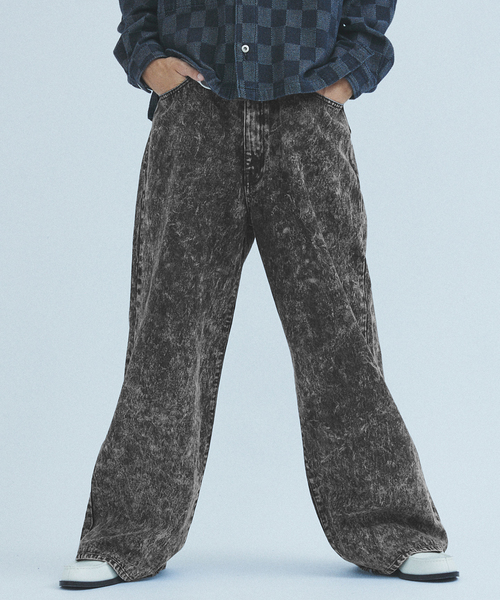 417 EDIFICE(フォーワンセブンエディフィス)の「”WIDE Leg Flare” chemicl 5P パンツ(デニムパンツ・メンズ・ブラック/ブラウン/ネイビー・MEDIUM/LARGE)」の2枚目の写真