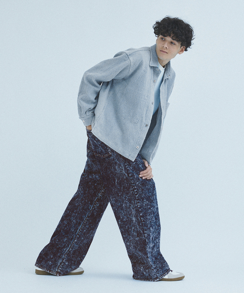 417 EDIFICE(フォーワンセブンエディフィス)の「”WIDE Leg Flare” chemicl 5P パンツ(デニムパンツ・メンズ・ブラック/ブラウン/ネイビー・MEDIUM/LARGE)」の6枚目の写真