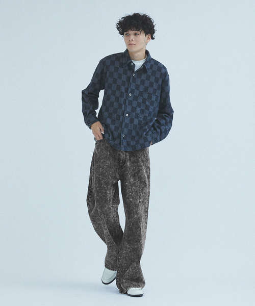 417 EDIFICE(フォーワンセブンエディフィス)の「”WIDE Leg Flare” chemicl 5P パンツ(デニムパンツ・メンズ・ブラック/ブラウン/ネイビー・MEDIUM/LARGE)」の10枚目の写真