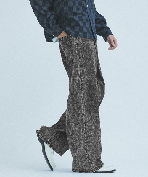 417 EDIFICE(フォーワンセブンエディフィス)の「”WIDE Leg Flare” chemicl 5P パンツ(デニムパンツ・メンズ・ブラック/ブラウン/ネイビー・MEDIUM/LARGE)」の16枚目の写真