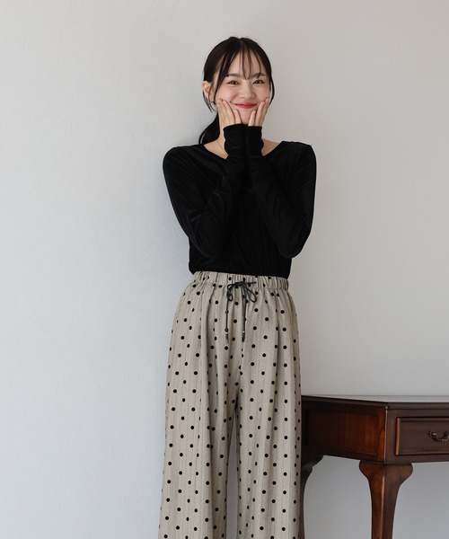 BLUEEAST（ブルーイースト）の「フロッキードットパンツ（その他パンツ・レディース・グレー/ベージュ・MEDIUM）」の7枚目の写真