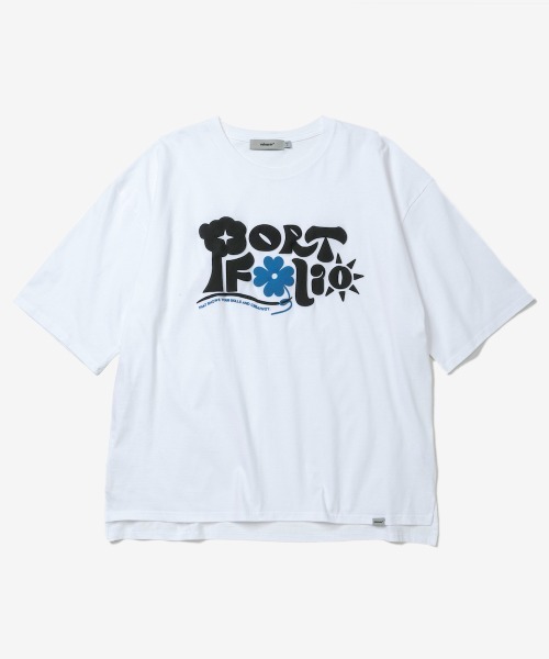 rehacer : Portfolio foaming Logo CS / ポートフォリオ フォーミング ロゴ ワイド カットソー（Tシャツ/カットソー）｜rehacer（レアセル）