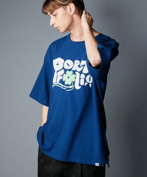 rehacer : Portfolio foaming Logo CS / ポートフォリオ フォーミング ロゴ ワイド カットソー（Tシャツ/カットソー）｜rehacer（レアセル）