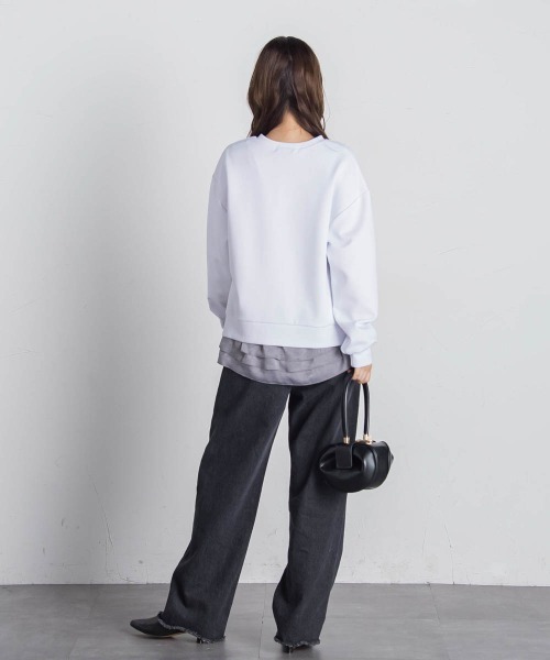 VICKY(ビッキー)の「【アンサンブル】サイドスリット+ティアードタンク≪洗濯機で洗える≫(Tシャツ/カットソー・レディース・ホワイト/ブラック/ブラック系その他/ライトグレー・M)」の9枚目の写真
