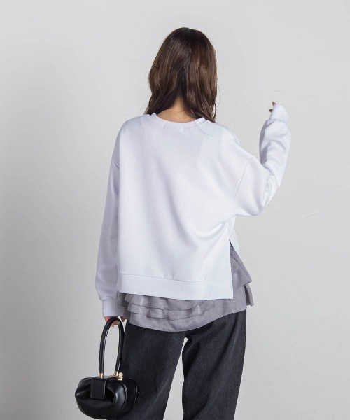VICKY(ビッキー)の「【アンサンブル】サイドスリット+ティアードタンク≪洗濯機で洗える≫(Tシャツ/カットソー・レディース・ホワイト/ブラック/ブラック系その他/ライトグレー・M)」の6枚目の写真