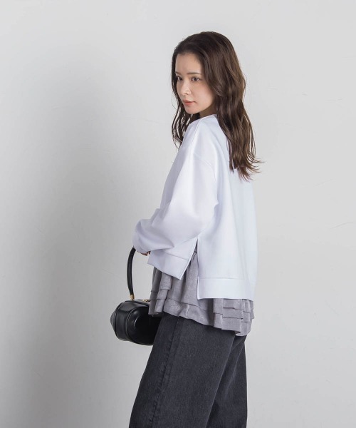 VICKY(ビッキー)の「【アンサンブル】サイドスリット+ティアードタンク≪洗濯機で洗える≫(Tシャツ/カットソー・レディース・ホワイト/ブラック/ブラック系その他/ライトグレー・M)」の7枚目の写真
