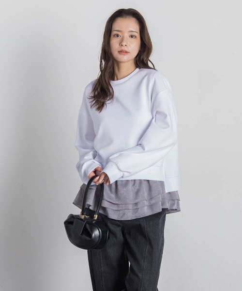 VICKY(ビッキー)の「【アンサンブル】サイドスリット+ティアードタンク≪洗濯機で洗える≫(Tシャツ/カットソー・レディース・ホワイト/ブラック/ブラック系その他/ライトグレー・M)」の5枚目の写真
