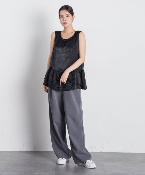 VICKY(ビッキー)の「【アンサンブル】サイドスリット+ティアードタンク≪洗濯機で洗える≫(Tシャツ/カットソー・レディース・ホワイト/ブラック/ブラック系その他/ライトグレー・M)」の21枚目の写真