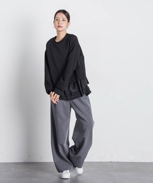 VICKY(ビッキー)の「【アンサンブル】サイドスリット+ティアードタンク≪洗濯機で洗える≫(Tシャツ/カットソー・レディース・ホワイト/ブラック/ブラック系その他/ライトグレー・M)」の18枚目の写真