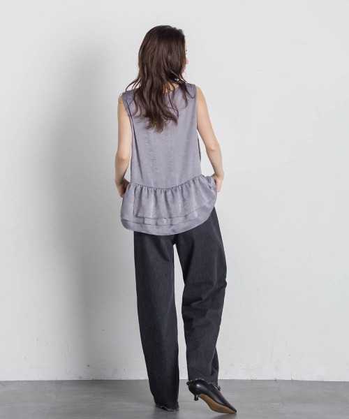 VICKY(ビッキー)の「【アンサンブル】サイドスリット+ティアードタンク≪洗濯機で洗える≫(Tシャツ/カットソー・レディース・ホワイト/ブラック/ブラック系その他/ライトグレー・M)」の14枚目の写真