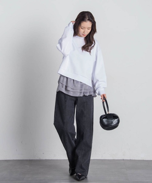 VICKY(ビッキー)の「【アンサンブル】サイドスリット+ティアードタンク≪洗濯機で洗える≫(Tシャツ/カットソー・レディース・ホワイト/ブラック/ブラック系その他/ライトグレー・M)」の11枚目の写真