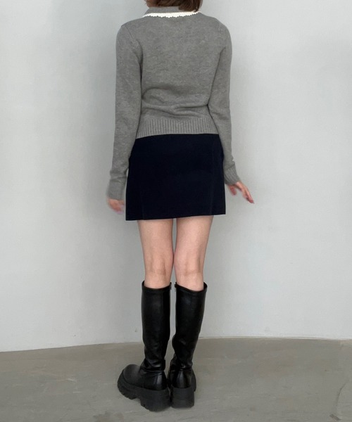 レースポロカラー ウールニットトップス FQ24S121【Fano Studios