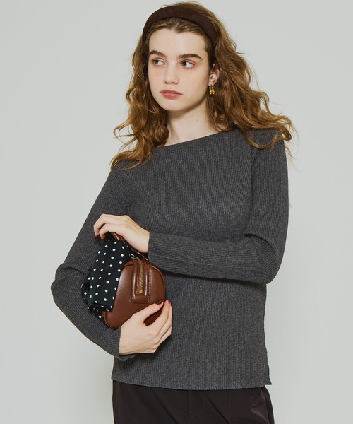 セール】【WEB限定セール】アンゴラタッチ ボートネックリブニット