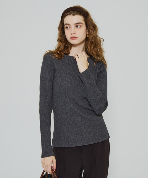 coca（coca）（コカ）の「【WEB限定セール】アンゴラタッチ ボートネックリブニット（ニット/セーター・レディース・ブラック/A/B/アイボリー/その他1/チャコール/ネイビー・S/M/L）」の18枚目の写真