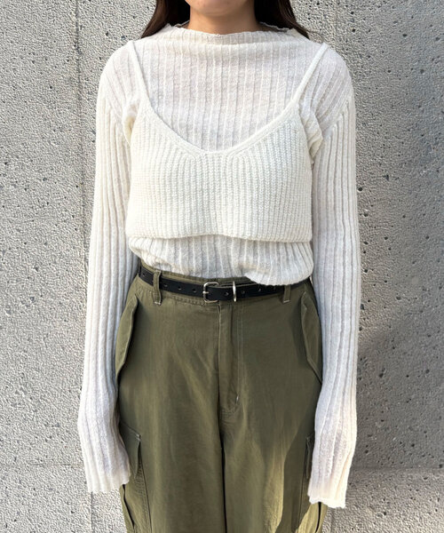 CIAOPANIC(チャオパニック)の「【WEB限定】モヘアタッチビスチェ付きニット(ニット/セーター・レディース・チャコールグレー/オフホワイト/ピンク・ONE SIZE)」の16枚目の写真