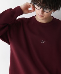 ワンポイント刺繍/オーバーサイズテックプルオーバースウェット