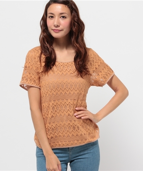 OUTLET(アウトレット)の「【mystic】カットレースプルオーバー(Tシャツ/カットソー・レディース・ブラック/オフホワイト/キャメル・FREE)」の3枚目の写真